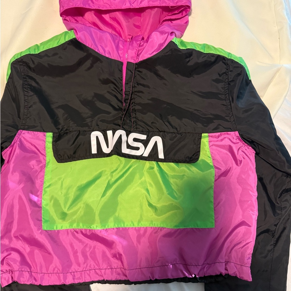 Chemistry Pink and Green Raincoat with Hood